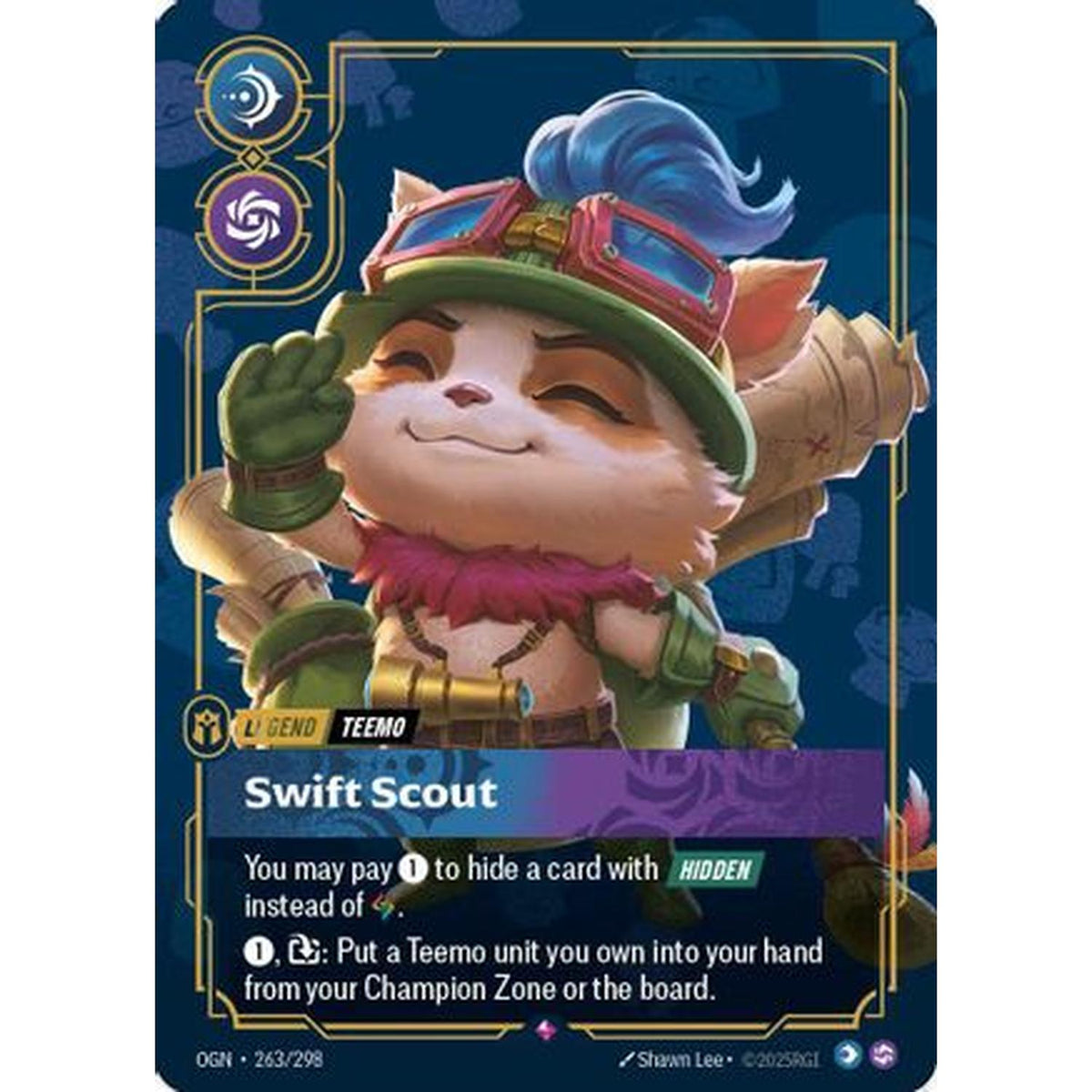 Teemo - Swift Scout (Metal) (263/298) [Riftbound Organized Play Promotional Cards] Foil (Damaged)