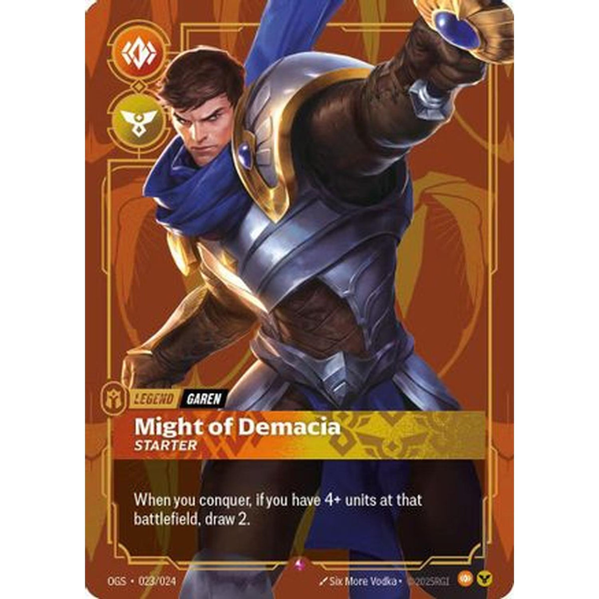 Garen - Might of Demacia (Metal) (023/024) [Riftbound Organized Play Promotional Cards] Foil (Lightly Played)