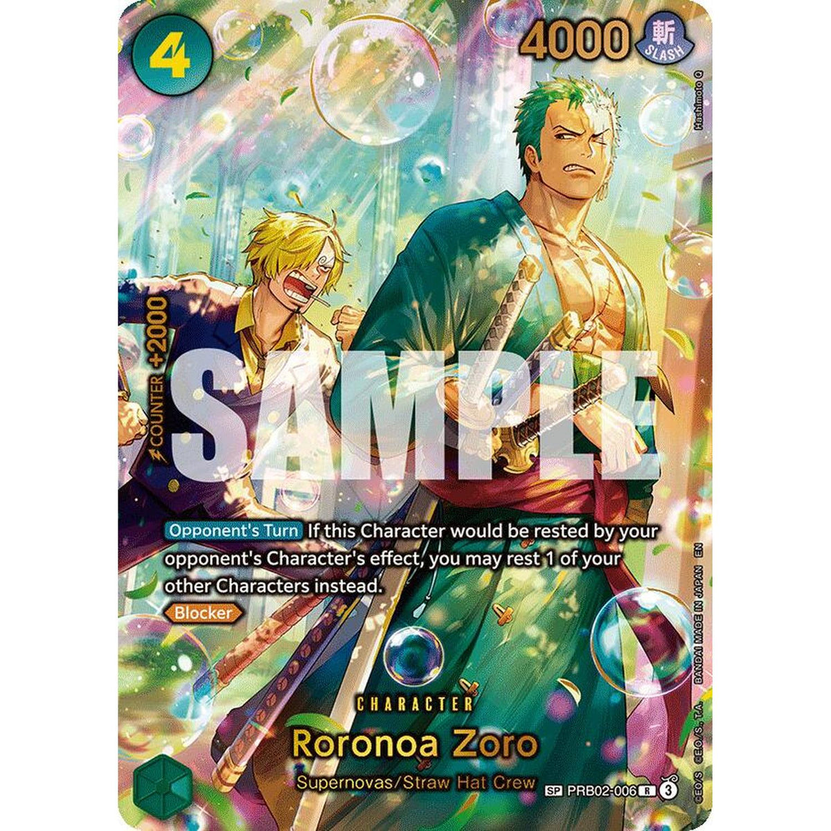 Roronoa Zoro - PRB02-006 (SP) (PRB02-006) [The Azure Sea's Seven]  Foil (Played Foil)