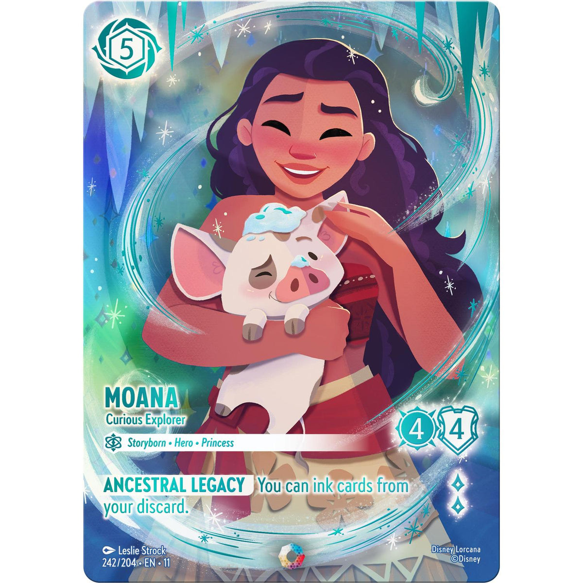 Moana - Curious Explorer (Iconic) (242/204) [Winterspell] Holofoil (Moderately Played Holofoil)