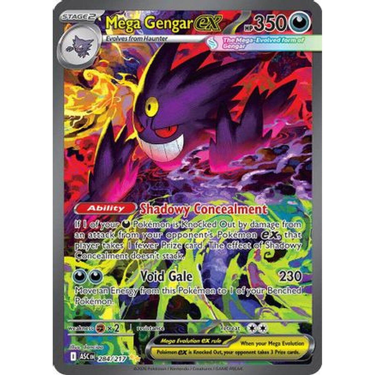 Mega Gengar ex 284/217 [ME Ascended Heroes]  - Holofoil (Moderately Played Holofoil)
