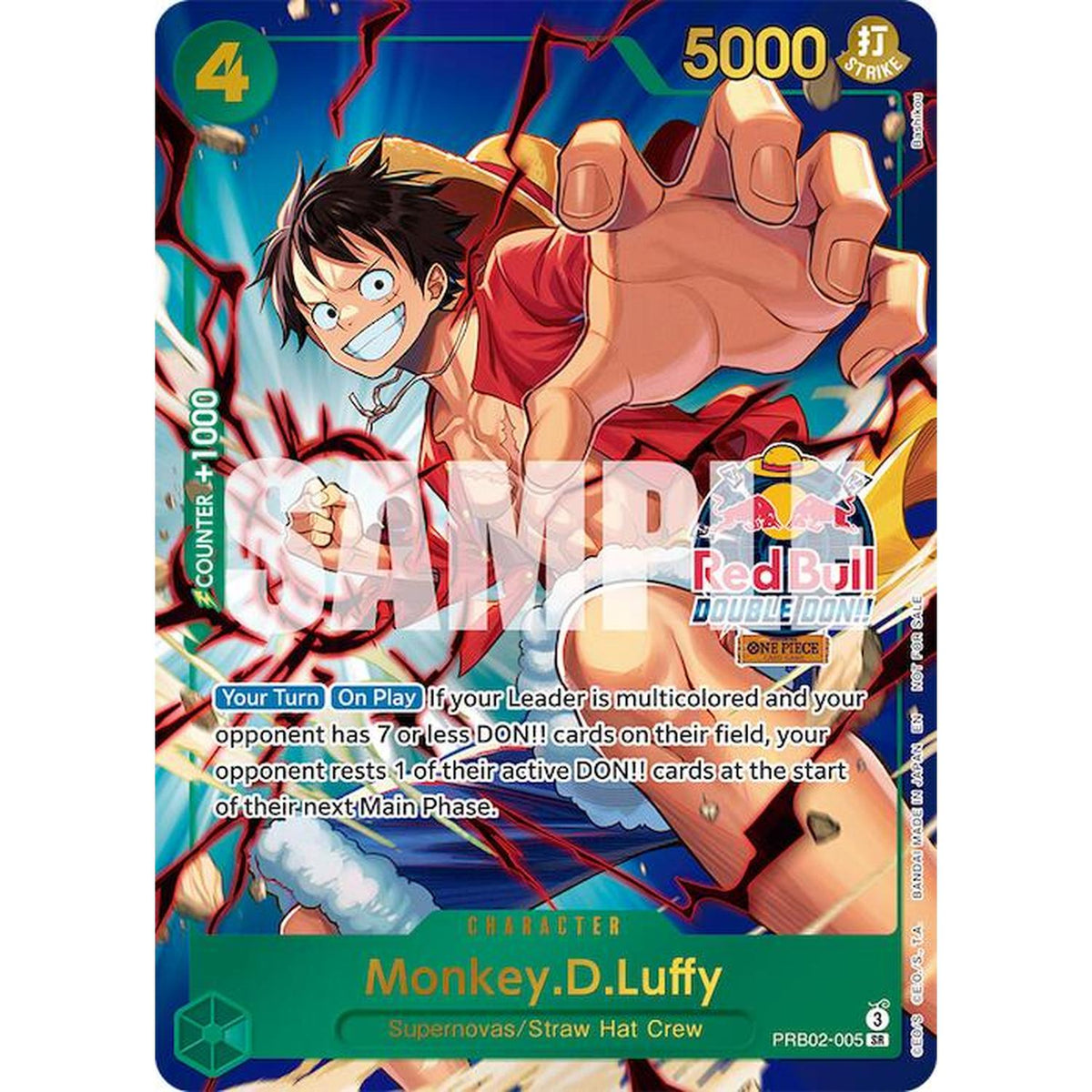 Monkey.D.Luffy (Red Bull Double Don!!) (Winner) (PRB02-005) [One Piece Promotion Cards]  Foil (NM/LP Foil)