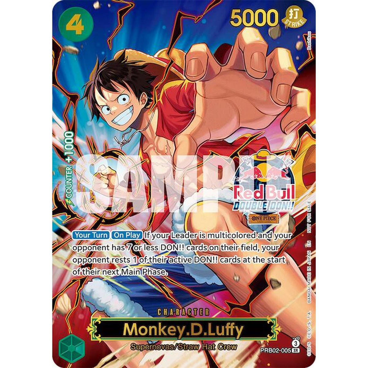 Monkey.D.Luffy (Red Bull Double Don!!) (Winner) (Textured) (PRB02-005) [One Piece Promotion Cards]  Foil (NM/LP Foil)