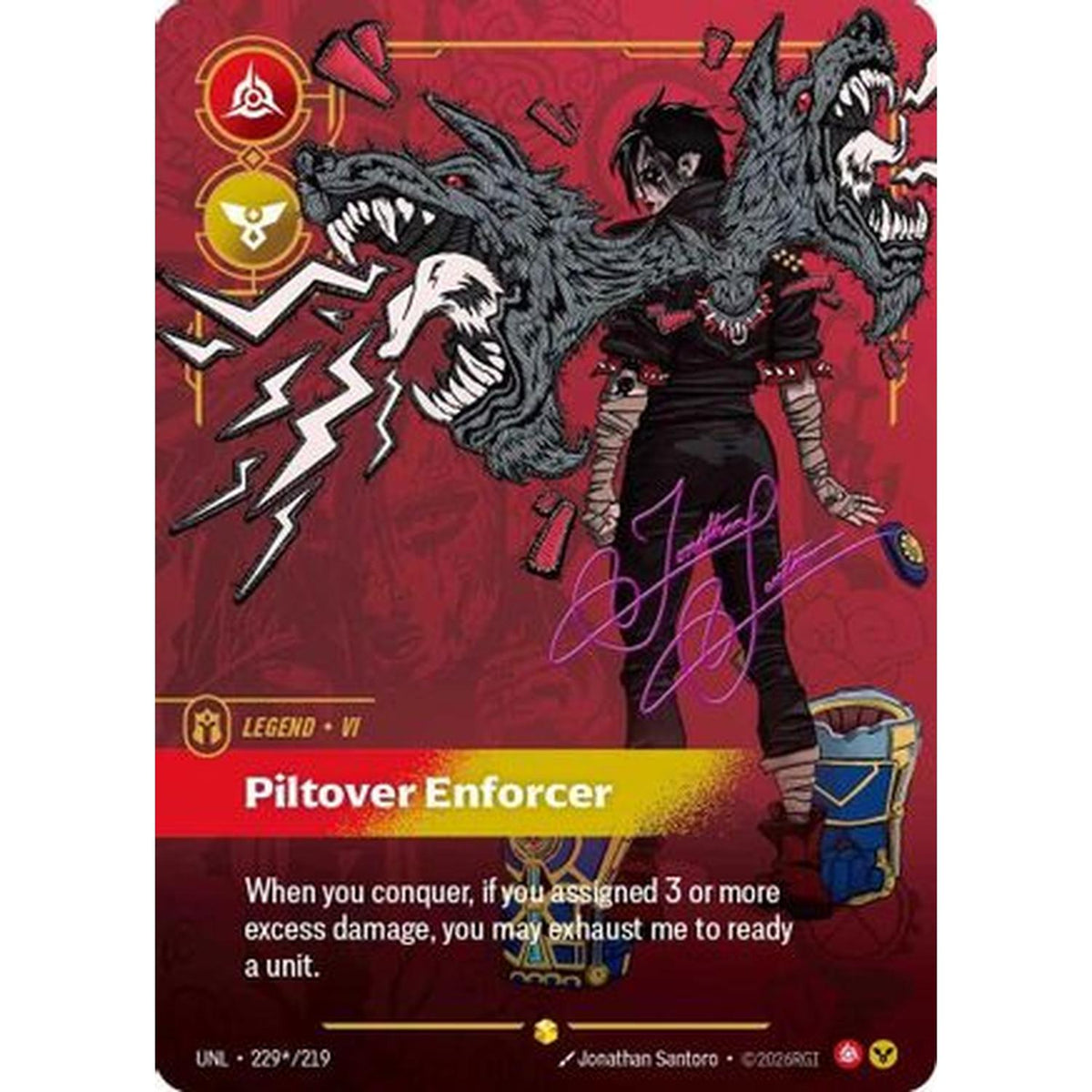 Vi - Piltover Enforcer (Signature) (229*/219) [Unleashed] Foil (Damaged)