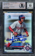 Juan Soto Autographed 2017 Bowman Chrome Draft Refractor Rookie Card #BDC162 Washington Nationals Auto Grade Gem Mint 10 Beckett BAS #14235093