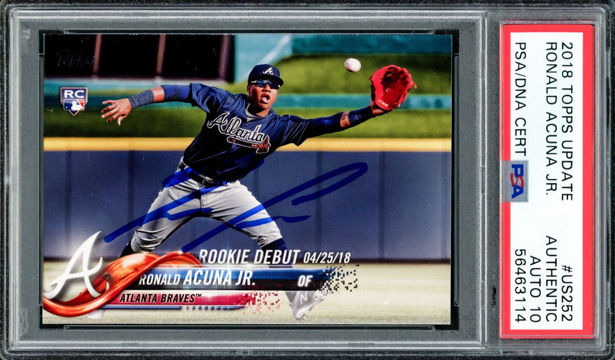 Ronald Acuna Jr. Autographed 2018 Topps Update Rookie Card #US252 Atlanta Braves Auto Grade Gem Mint 10 PSA/DNA #56463114