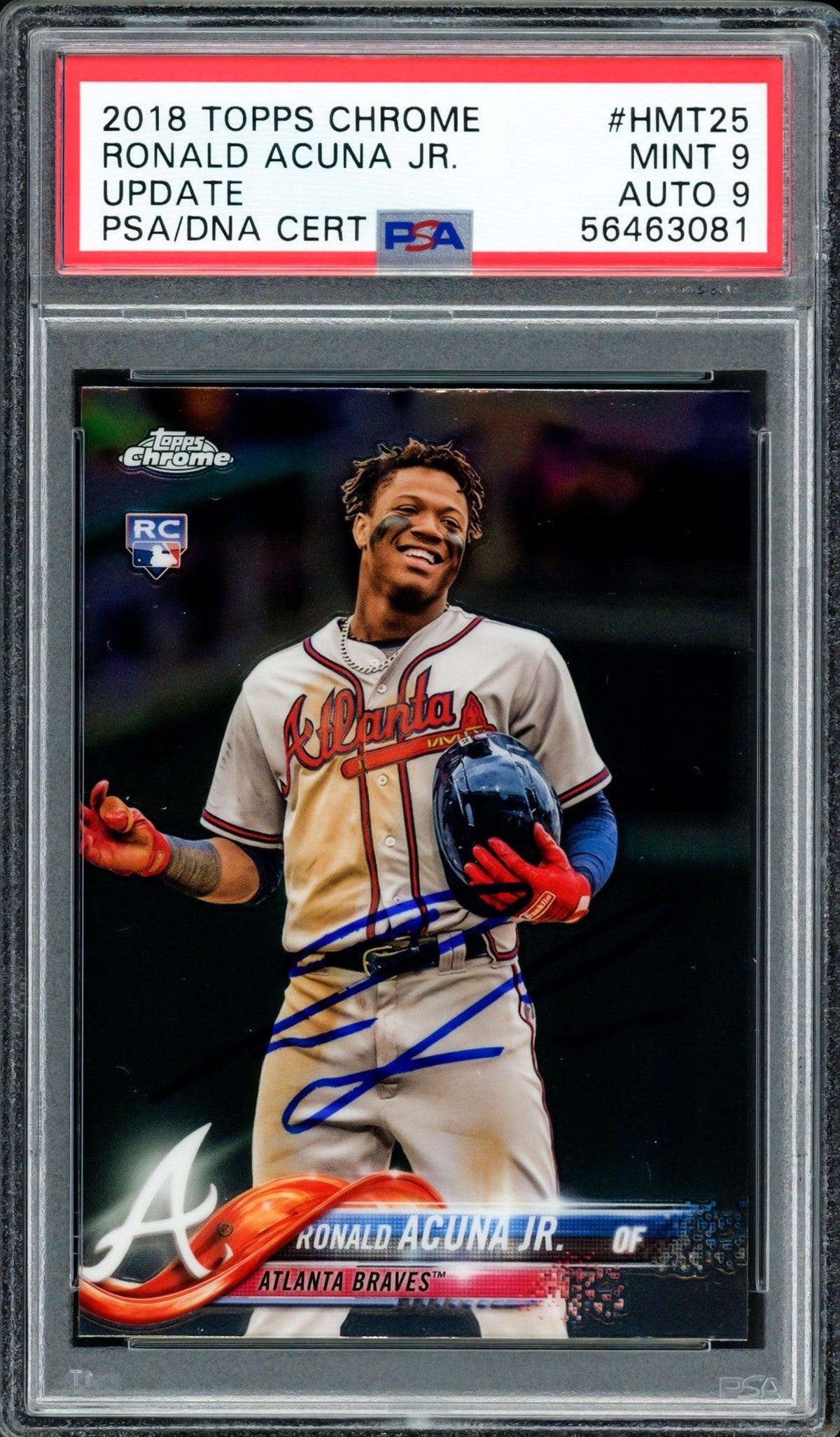 Ronald Acuna Jr. Autographed 2018 Topps Chrome Update Rookie Card #HMT25 Atlanta Braves PSA 9 Auto Grade Mint 9 PSA/DNA #56463081