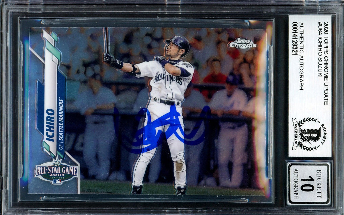 Ichiro Suzuki Autographed 2020 Topps Chrome Update Card #U-64 Seattle Mariners Auto Grade Gem Mint 10 2001 All Star Game Beckett BAS Stock #205841