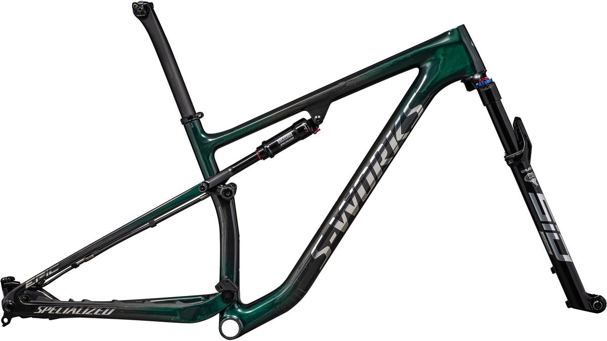 2023 Specialized S-Works Epic Frameset (Gloss Green Tint Fades Over Carbon / Chrome / S)