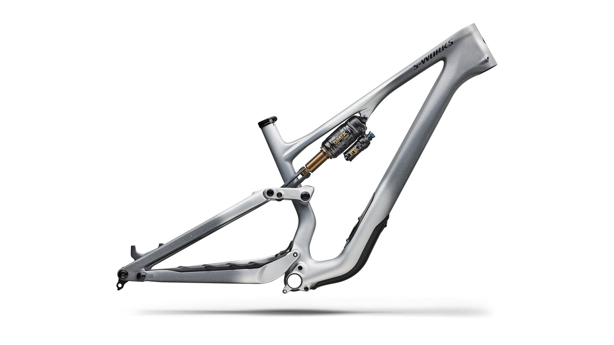 2026 Specialized S-Works Stumpjumper 15 EVO Frameset  - FOX FLOAT X GENIE Factory (Satin Shadow Silver / Ashen Grey / Gloss Black Liquid Metal / S1)