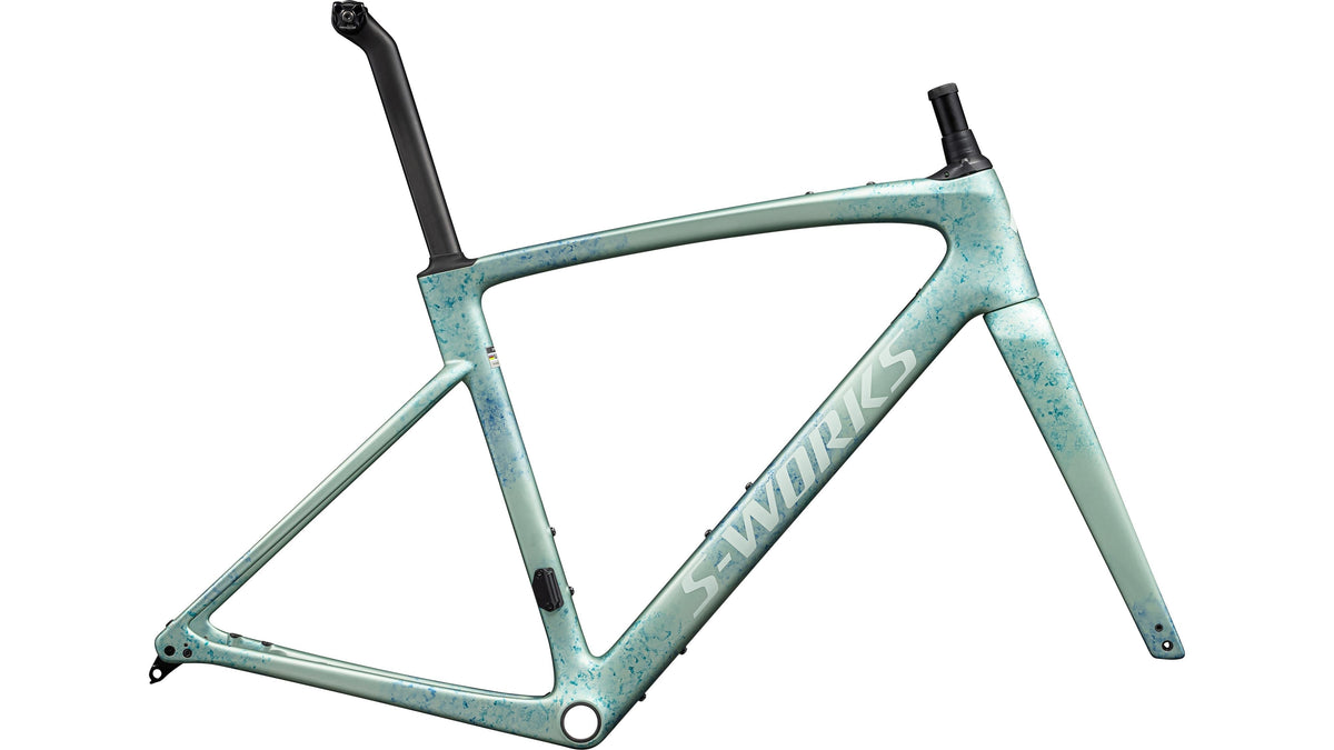 2024 Specialized S-Works Roubaix SL8 Frameset - FACT 12R Carbon (Satn Metallic White Sage / Ink / White Sage / 56)