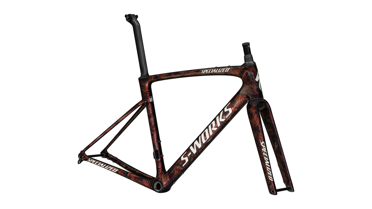 2025 Specialized S-Works Roubaix SL8 Frameset - FACT 12R Carbon (Gloss Carbon / Red To Gold And Solidity Dry Brushed / Dune White / 52)
