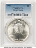 1986 Silver Eagle Blue Gradient PCGS MS70
