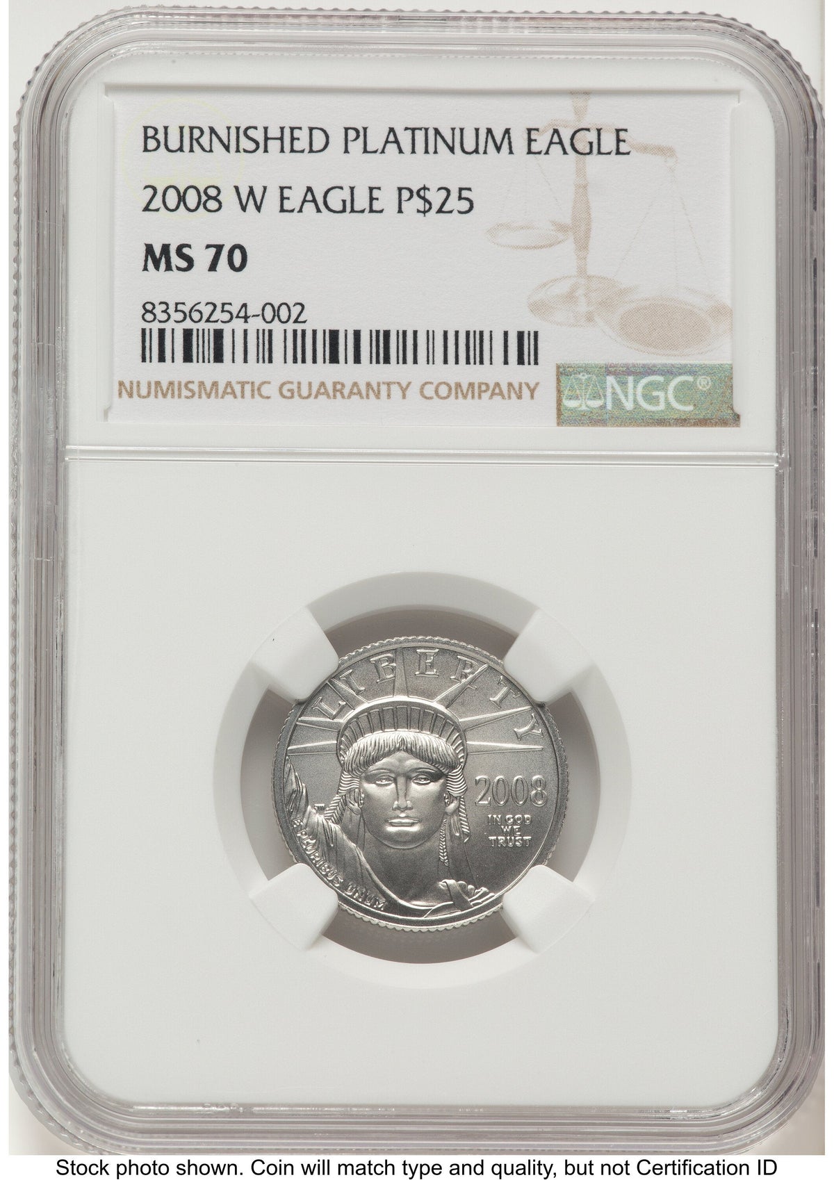 2008-W Burnished Platinum Eagle 1/4 oz Brown Label NGC MS70