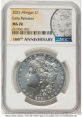 2021 6 Coin Morgan & Peace Dollar Set ER Morgan/Peace Label NGC MS70
