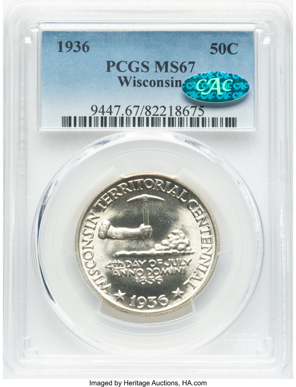 1936 50C Wisconsin CAC Commemorative Silver PCGS MS67