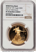 2020-W Proof Gold Eagle V75 Privy One of 1945 Struck 1 oz Brown Label NGC PF70