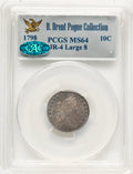 1798 10C Large 8 JR-4 CAC Early Dime PCGS MS64