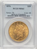 1876 $20 Liberty Double Eagle PCGS MS61