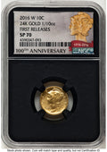 2016-W 10C Mercury Dime 100th Anniversary Gold Centennial FR 100th Anniversary NGC MS70