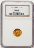 1873 G$1 OPEN 3 Gold Dollar NGC MS63