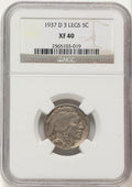 1937-D 5C Three-Legged FS-901 Buffalo Nickel NGC XF40