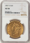 1857-S $20 Liberty Double Eagle NGC AU58