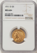 1911-D $5 Indian Half Eagle NGC MS64+