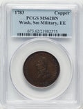 1783 Washington & Independence Cent Small Military Bust Engrailed Edge BN Colonials PCGS MS62