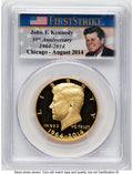 2014-W 50C Gold JFK 50th Anniversary FS JFK Flag Chicago August 2014 Proof Kennedy Half Dollar PCGS PR70