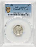 1916-D 10C Genuine Mercury Dime Genuine PCGS VG8