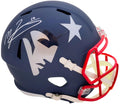 Mac Jones Autographed New England Patriots AMP Blue Full Size Replica Speed Helmet Beckett BAS Witness Stock #206519