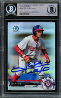 Juan Soto Autographed 2017 Bowman Chrome Draft Refractor Rookie Card #BDC162 Washington Nationals Beckett BAS #14231528