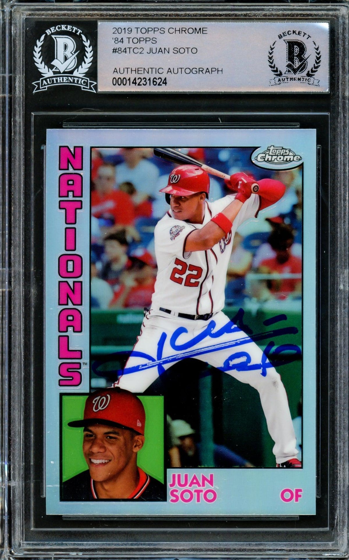 Juan Soto Autographed 2019 Topps Chrome Refractor 1984 Rookie Card #84TC-2 Washington Nationals Beckett BAS #14231624