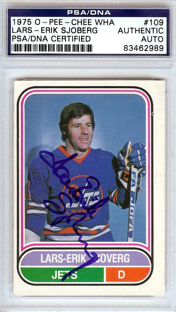 Lars-Erik Sjoberg Autographed 1975 O-Pee-Chee WHA Card #109 Winnipeg Jets PSA/DNA #83462989