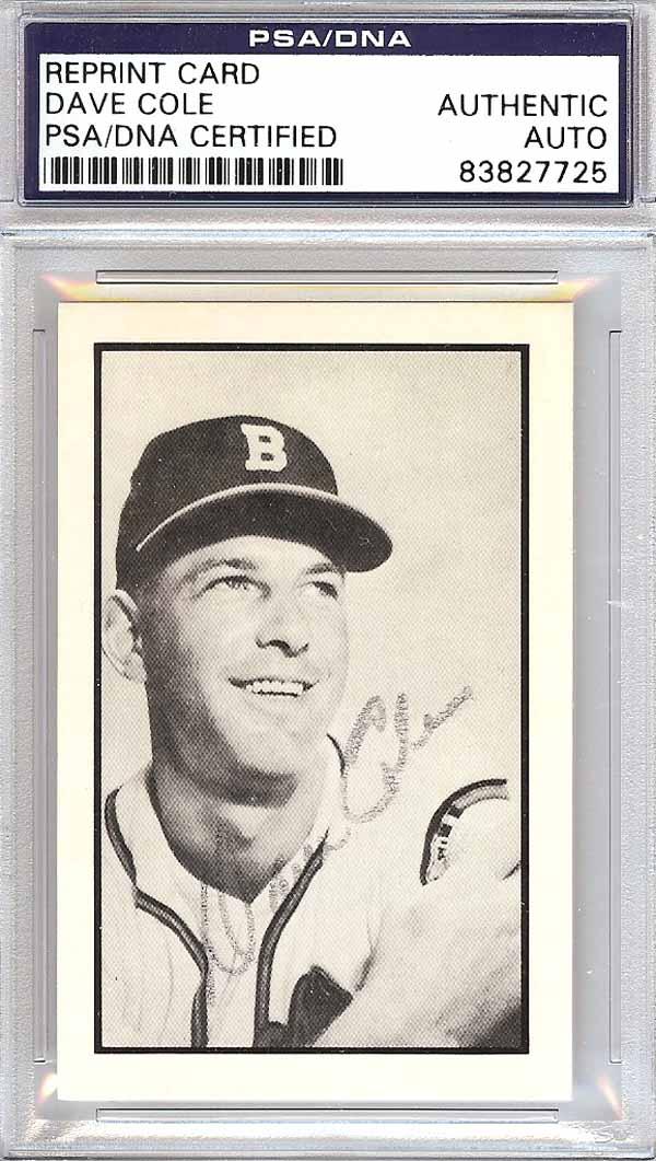 Dave Cole Autographed 1953 Bowman Reprint Card #38 Milwaukee Braves PSA/DNA #83827725