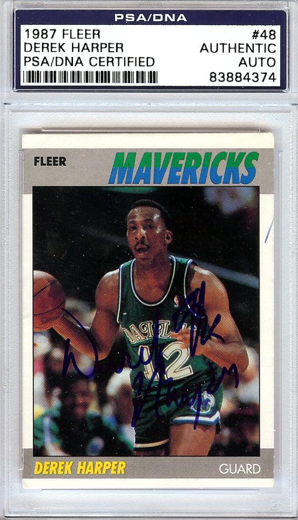 Derek Harper Autographed 1987 Fleer Card #48 Dallas Mavericks PSA/DNA #83884374