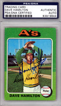 Dave Hamilton Autographed 1975 Topps Card #428 Oakland A's PSA/DNA #83919844