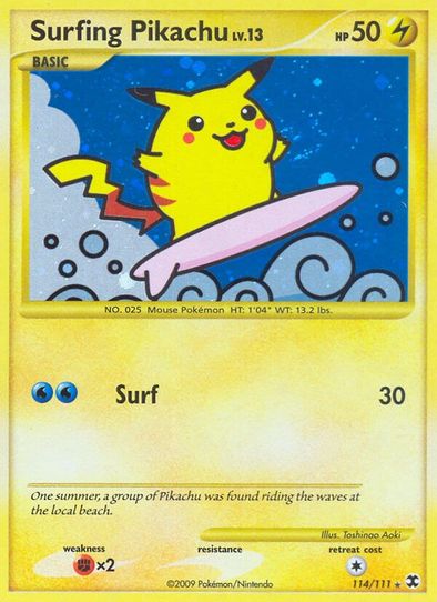 Surfing Pikachu (114/111) [Rising Rivals] (Moderately Played Holofoil)