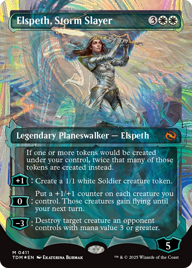 Elspeth, Storm Slayer (TDM-411) - Tarkir: Dragonstorm: (Showcase) (Borderless) Foil (Near Mint)