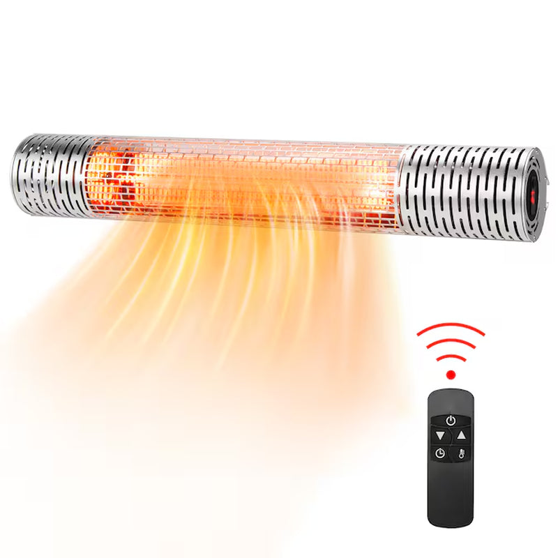 1 -BTU 1500 -W Hanging Silver Aluminum Electric Patio Heater