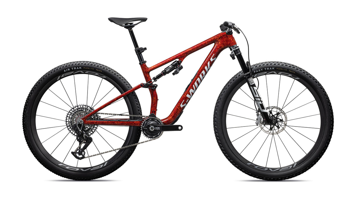 2026 Specialized S-Works Epic 8  - SRAM XX SL AXS, RockShox Ultimate Flight Attendant (Gloss Cyan Blue Pearl / Metallic White Silver / S)