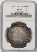 1795 Flowing Hair Three Leaves Early Dollar NGC MS64
