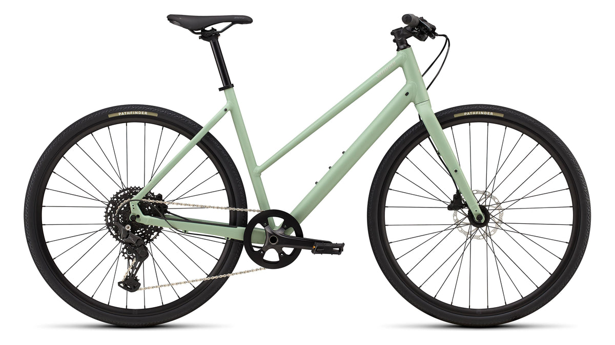 2026 Specialized Sirrus X 3.0 Step-Through (Satin Pistachio / Dolomite Metallic Frost Reflective / M)