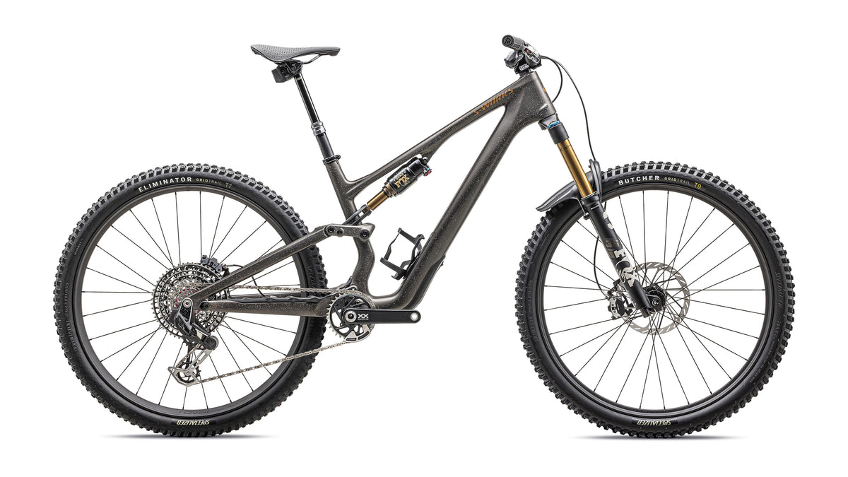 2025 Specialized S-Works Stumpjumper 15  - SRAM XX AXS, FOX Factory (Satin Gunmetal / Clay / White Mtn / Dove Grey / Gloss Bronze / S3 / 29/29)