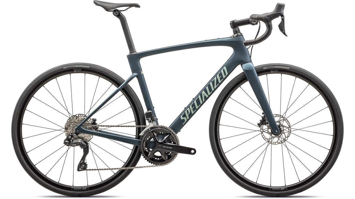 2025 Specialized Roubaix SL8 Comp - Shimano 105 Di2 (Satin Mettalic Deep Lake / White Sage Metallic / 54)