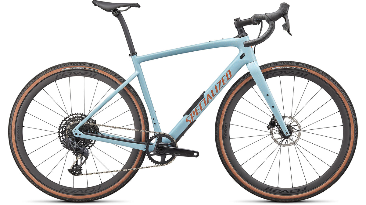 2022 Specialized Diverge Expert Carbon - SRAM Rival eTAP AXS (Gloss Teal Tint / Carbon / Limestone / Wild / 61)
