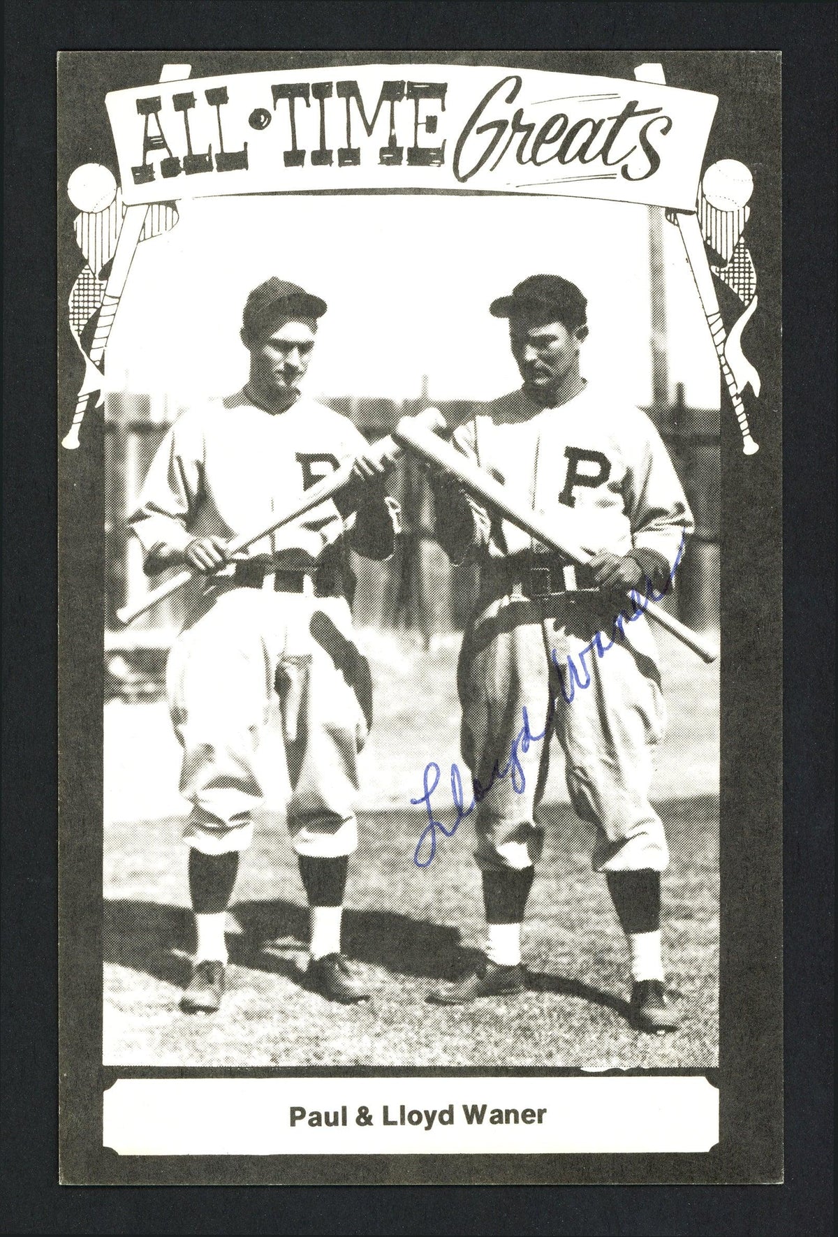 Lloyd Waner Autographed 1973-79 TCMA All-Time Greats Postcard Pittsburgh Pirates SKU #161172