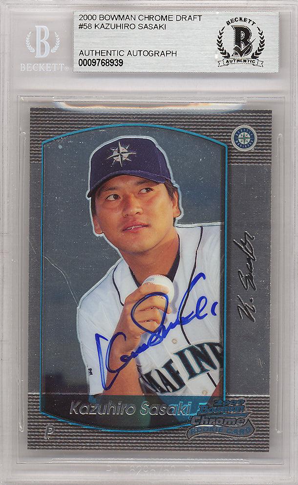 Kazuhiro Sasaki Autographed 2000 Bowman Chrome Rookie Card #58 Seattle Mariners Beckett BAS Stock #120871