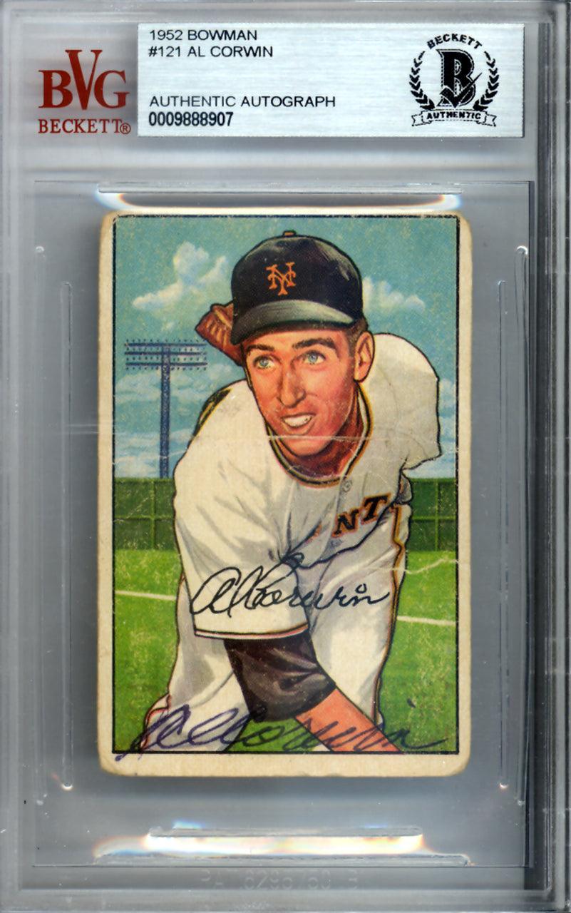 Al Corwin Autographed 1952 Bowman Card #121 New York Giants Beckett BAS #9888907